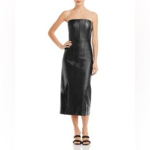 NWT En Saison Strapless Vegan Leather Midi Dress Size XS